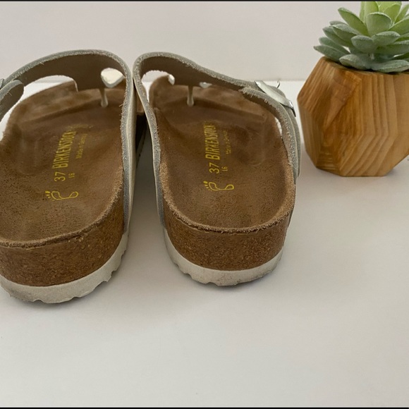 Birkenstock White leather Gizeh Sz 37 - Picture 4 of 7